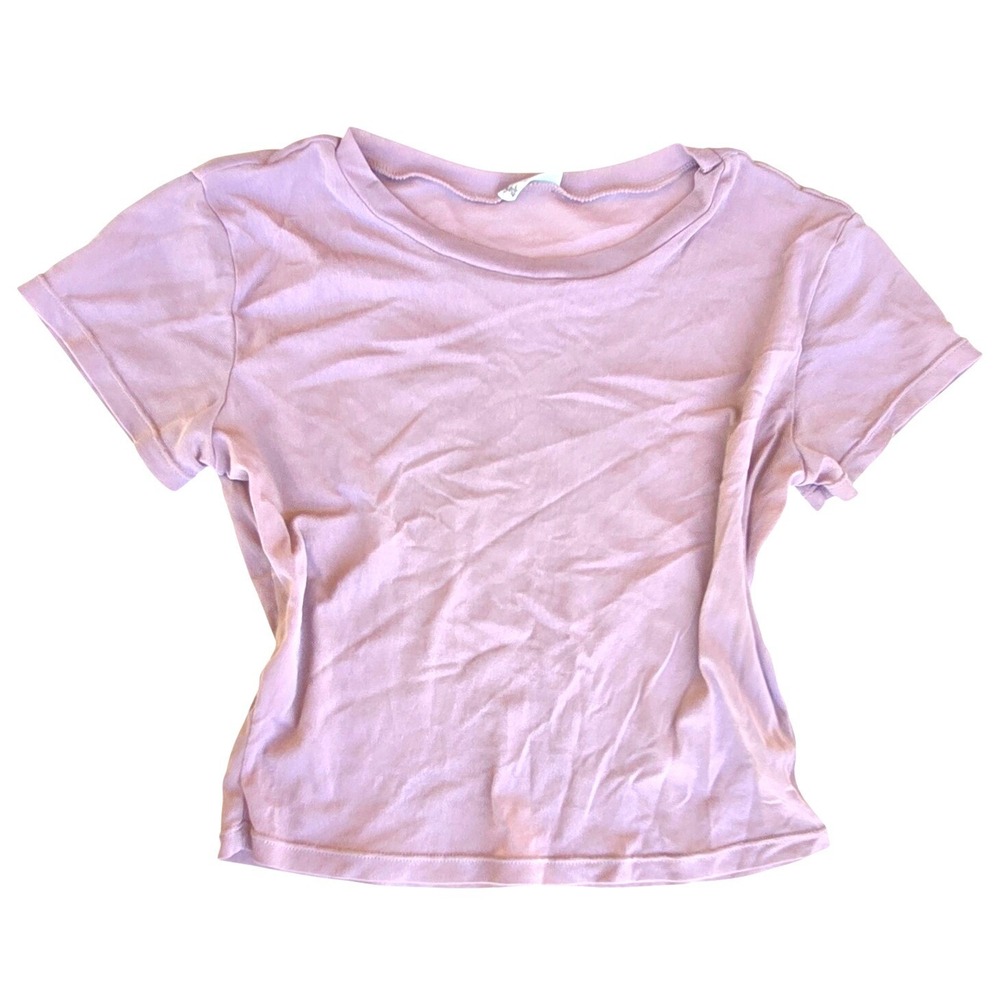 Intimately Free People Mauve Sheer Mesh Short Sleeve Crop Top Tee M RN66170